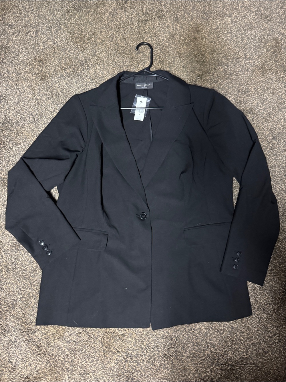 Lane Bryant Black Single-Button Notch Lapel Blazer